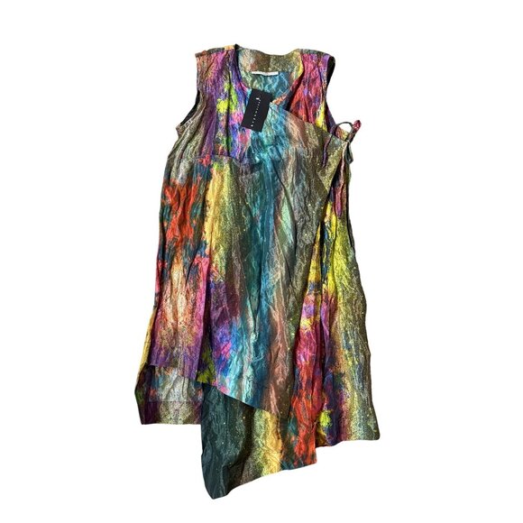 Bryn Walker Zen Taffeta Nebulosa Abstract Wrap Vest Womens Size XS Artsy Boho - Picture 2 of 12